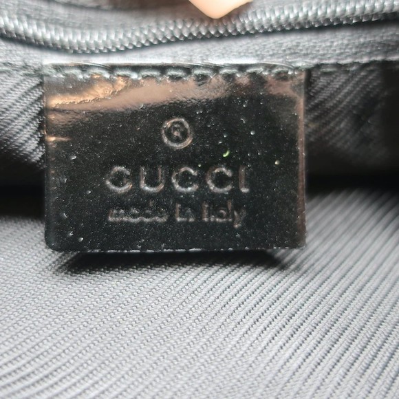 Gucci Monogram Hobo Black Patent Leather-Trim Canvas Medium Shoulder Bag - Picture 11 of 12